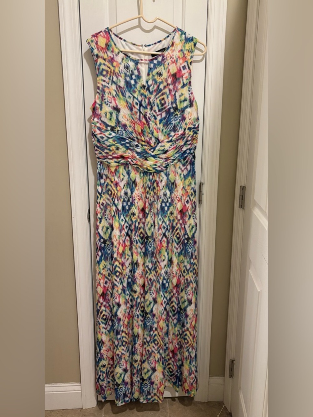 Ellen Tracy Multicolor Ikat Maxi Dress